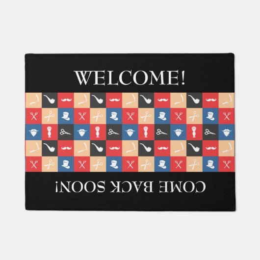 Professioneel Barber Iconic Pictogram Deurmat (Voorkant)