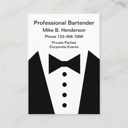 Professioneel Bartender of Concierge Visitekaartje (Voorkant)