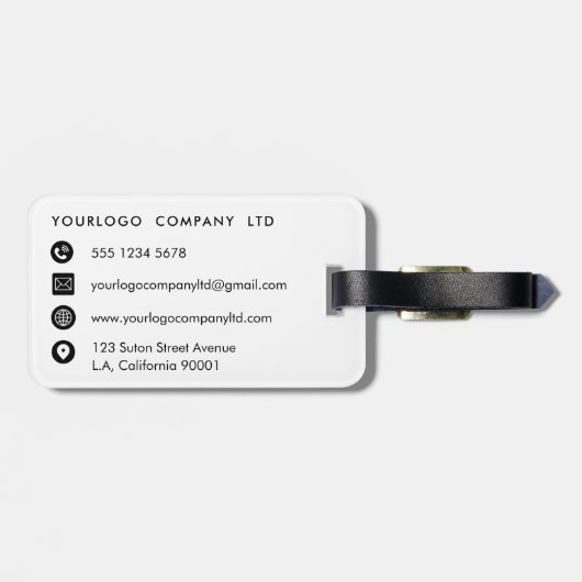 Professioneel Bedrijf Black Logo Corporate Bagagelabel (Achterkant horizontaal)