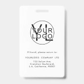 Professioneel Bedrijf Black Logo Medewerker Foto-I Badge (Achterkant)