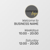 PROFESSIONEEL BEDRIJF EIGEN LOGO BORD OPENINGSTIJD RAAMSTICKER (Vel)