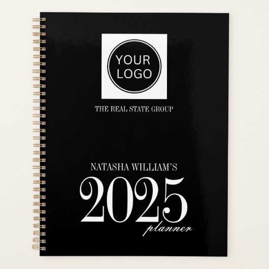 Professioneel bedrijf Logo Custom Black 2025 Planner (Voorkant)