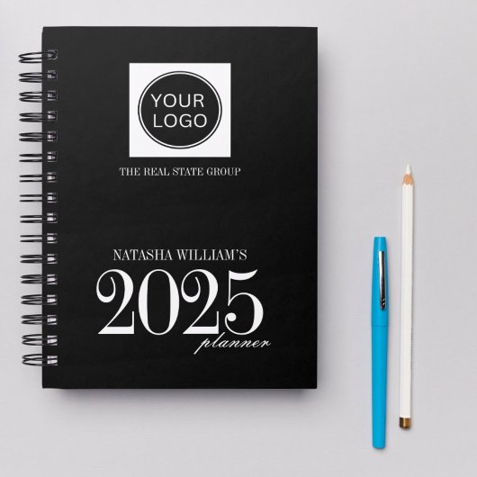 Professioneel bedrijf Logo Custom Black 2025 Planner