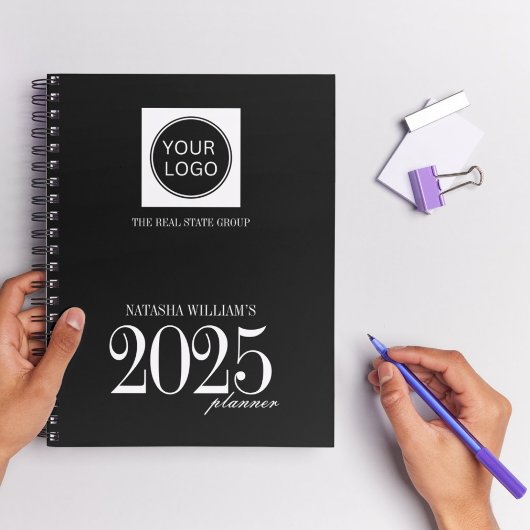 Professioneel bedrijf Logo Custom Black 2025 Planner