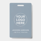 Professioneel Bedrijf Logo Dusty Blue ID Personeel Badge (Voorkant)