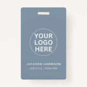 Professioneel Bedrijf Logo Dusty Blue ID Personeel Badge (Voorkant)
