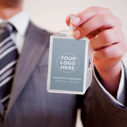 Professioneel Bedrijf Logo Dusty Blue ID Personeel Badge