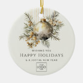 Professioneel Bedrijf Logo Elegant Custom Christma Keramisch Ornament (Voorkant)