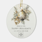 Professioneel Bedrijf Logo Elegant Custom Christma Keramisch Ornament (Links)