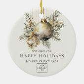 Professioneel Bedrijf Logo Elegant Custom Christma Keramisch Ornament (Achterkant)