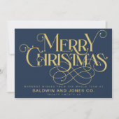 Professioneel Bedrijf Logo Gold Navy Blue Feestdagenkaart (Voorkant)