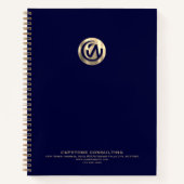 Professioneel Bedrijf Logo Marine Blauw en Goud Notitieboek (Voorkant)