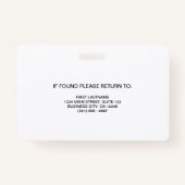 Professioneel Bedrijf Logo Medewerker Foto-ID Badge (Achterkant)