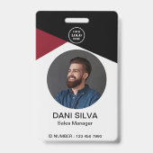 Professioneel Bedrijf Logo Medewerker ID Fotobadge Badge (Voorkant)