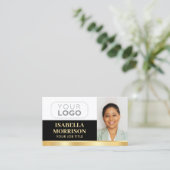 Professioneel bedrijf Logo QR Black Gold Visitekaartje (Staand voorkant)