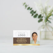 Professioneel bedrijf Logo QR Brown Gold Visitekaartje (Staand voorkant)
