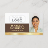 Professioneel bedrijf Logo QR Brown Gold Visitekaartje (Voorkant)