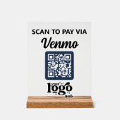 Professioneel bedrijf Logo QR Code Business Blue Acryl Bord (Voorkant)