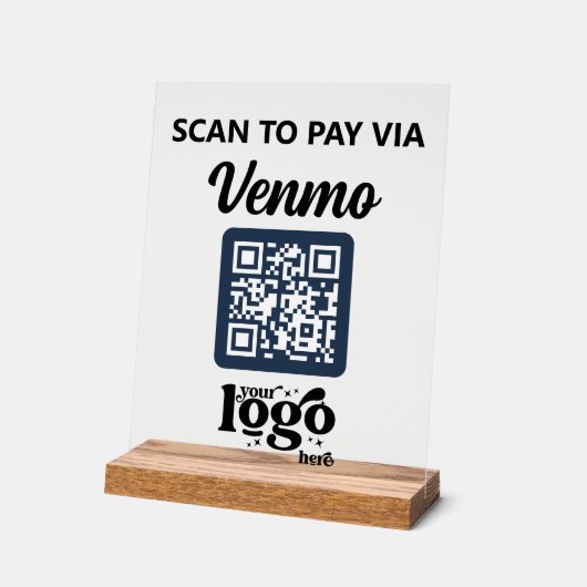 Professioneel bedrijf Logo QR Code Business Blue Acryl Bord (Hoek)