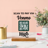 Professioneel bedrijf Logo QR Code Business Green Acryl Bord (Huwelijk)