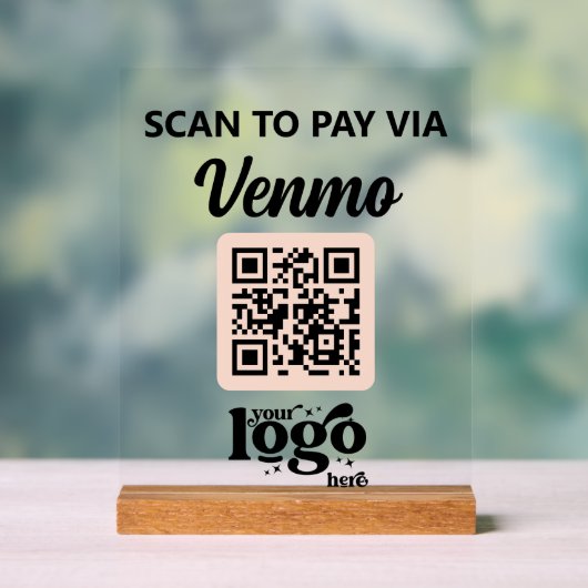 Professioneel bedrijf Logo QR Code Business Pink Acryl Bord (Neutraal)