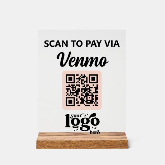 Professioneel bedrijf Logo QR Code Business Pink Acryl Bord (Voorkant)