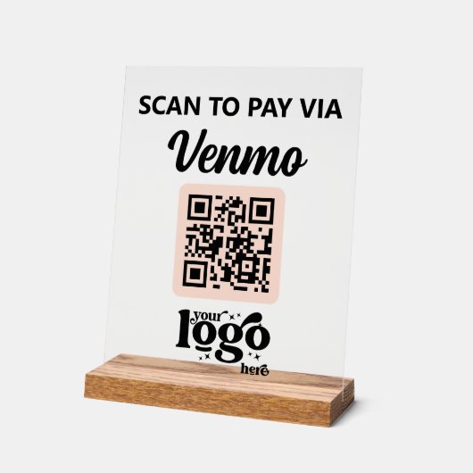 Professioneel bedrijf Logo QR Code Business Pink Acryl Bord (Hoek)