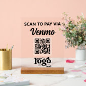 Professioneel bedrijf Logo QR Code Business Pink Acryl Bord (Huwelijk)