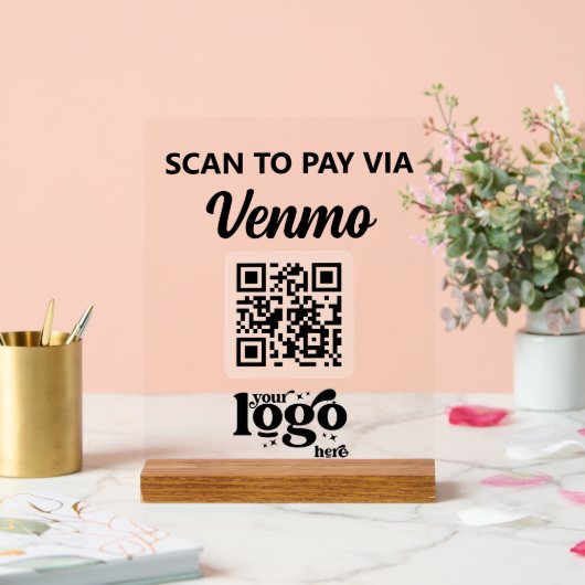 Professioneel bedrijf Logo QR Code Business Pink Acryl Bord (Huwelijk)