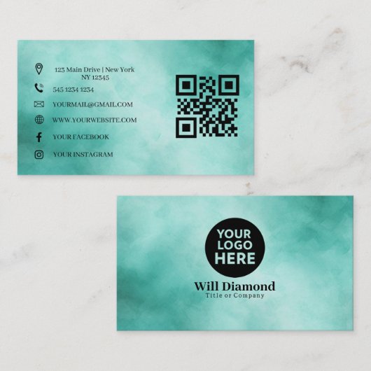 Professioneel Bedrijf Logo QR Code Visitekaartje (Voorkant / Achterkant)