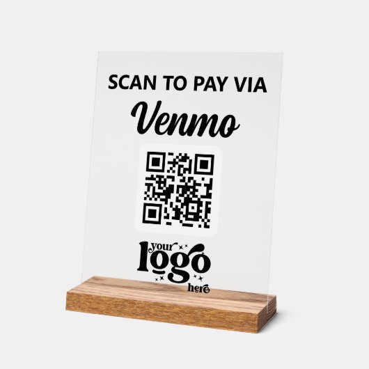 Professioneel Bedrijf Logo QR Code Zakelijk Wit Acryl Bord (Hoek)