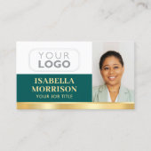 Professioneel bedrijf Logo QR Green Gold Visitekaartje (Voorkant)