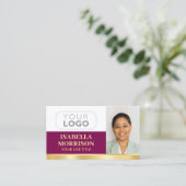 Professioneel bedrijf Logo QR Plum Gold Visitekaartje (Staand voorkant)