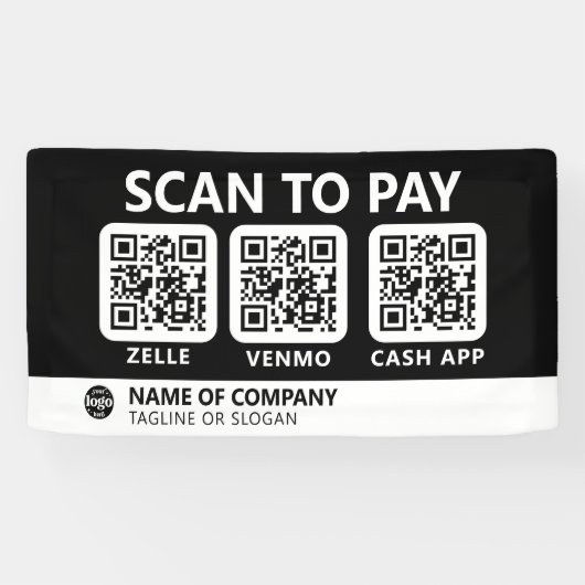 Professioneel bedrijf Logo Scan om QR-codes te bet Spandoek (Horizontaal)