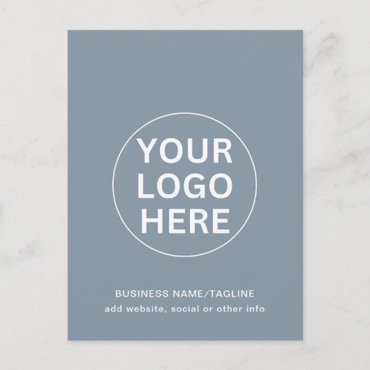 Professioneel Bedrijf Logo & Tekst Dusty Blue Briefkaart (Voorkant)