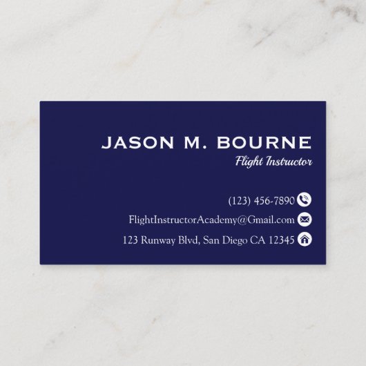 Professioneel Bedrijf Pilot Marine Blue Aviation Visitekaartje (Achterkant)