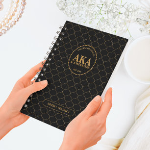 Professioneel Bedrijfs Monogram Zwart Goud Trellis Notitieboek