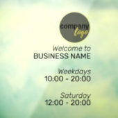 PROFESSIONEEL BEDRIJFSEIGEN LOGO BORD OPENINGSTIJD RAAMSTICKER (Vel 3)