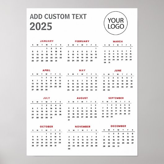 Professioneel bedrijfslogo en tekst 2025 kalender  poster (Voorkant)