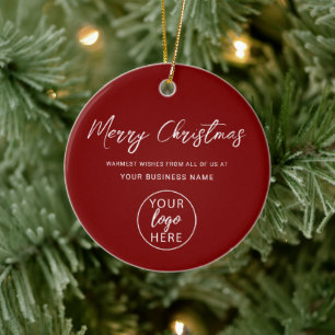 Professioneel bedrijfslogo kerstvakantie keramisch ornament