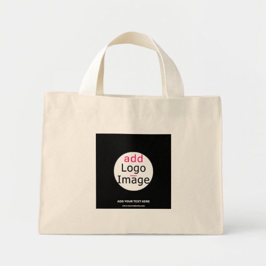 Professioneel  bedrijfsmerk zwart mini tote bag (Voorkant)