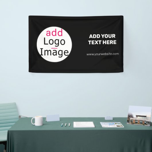 Professioneel  bedrijfsmerk zwart spandoek (Beurs)
