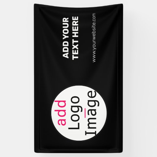 Professioneel  bedrijfsmerk zwart spandoek (Verticaal)
