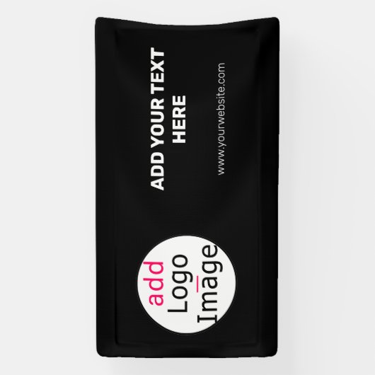 Professioneel  bedrijfsmerk zwart spandoek (Verticaal)