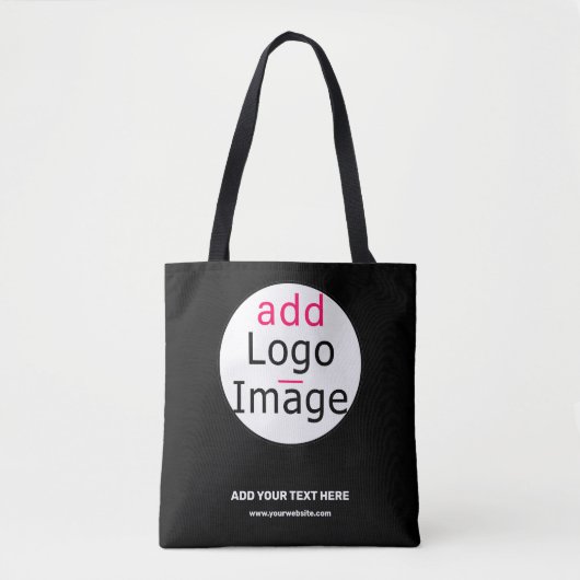 Professioneel bedrijfsmerk zwart tote bag (Voorkant)