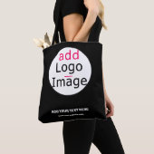 Professioneel bedrijfsmerk zwart tote bag (Dichtbij)