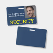Professioneel beveiligingsbeambte blauw & geel fot badge (Voor- en achterkant)