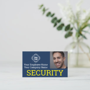 Professioneel beveiligingsbeambte foto-ID op blauw Visitekaartje