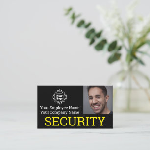 Professioneel beveiligingsbeambte foto-ID op zwart Visitekaartje