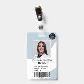 Professioneel bewerkbare blauwe verpleegster foto  badge (Voorzijde met clip)